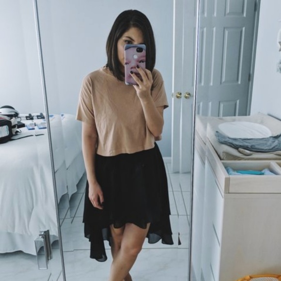 UO - Black Chiffon High-Low Skirt - Picture 2 of 3